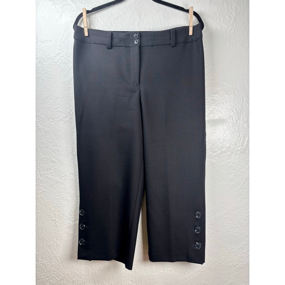 Talbots Cropped Trousers Womens 10P Black Wool Blend Pants Whimsigoth Luxury